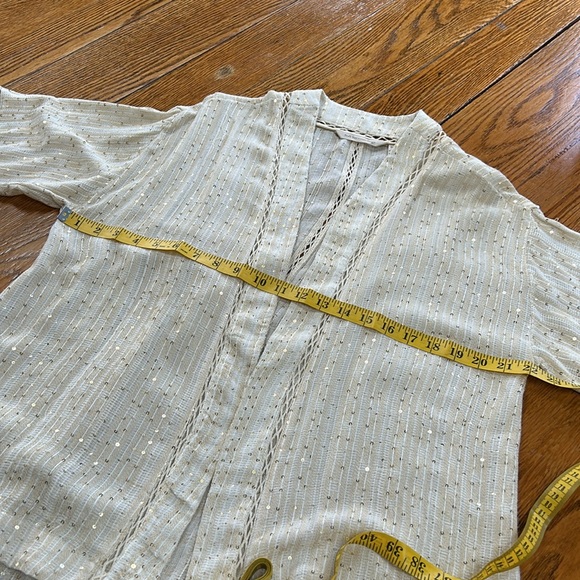 Soft Surrounding Glamour Topper gold sequin open front cardigan. Petite Small. - Picture 7 of 11